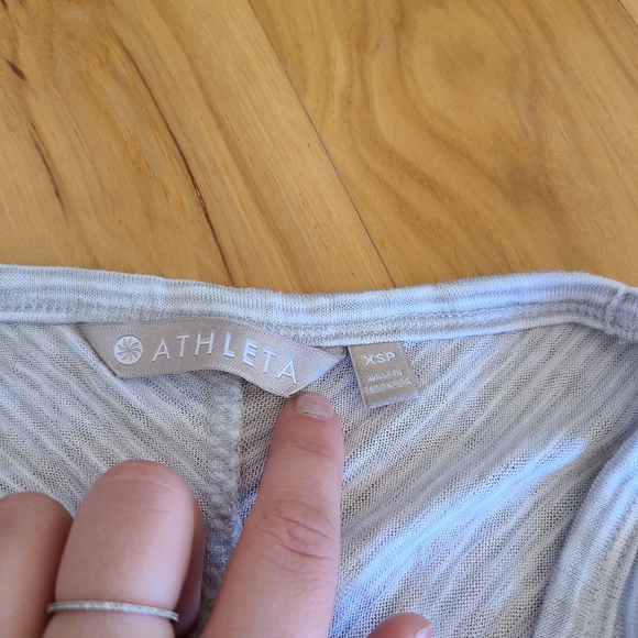 Athleta Breezy Grey and White Stripe Muscle Tank-Scoop neck with high-low hem XS - Picture 8 of 9